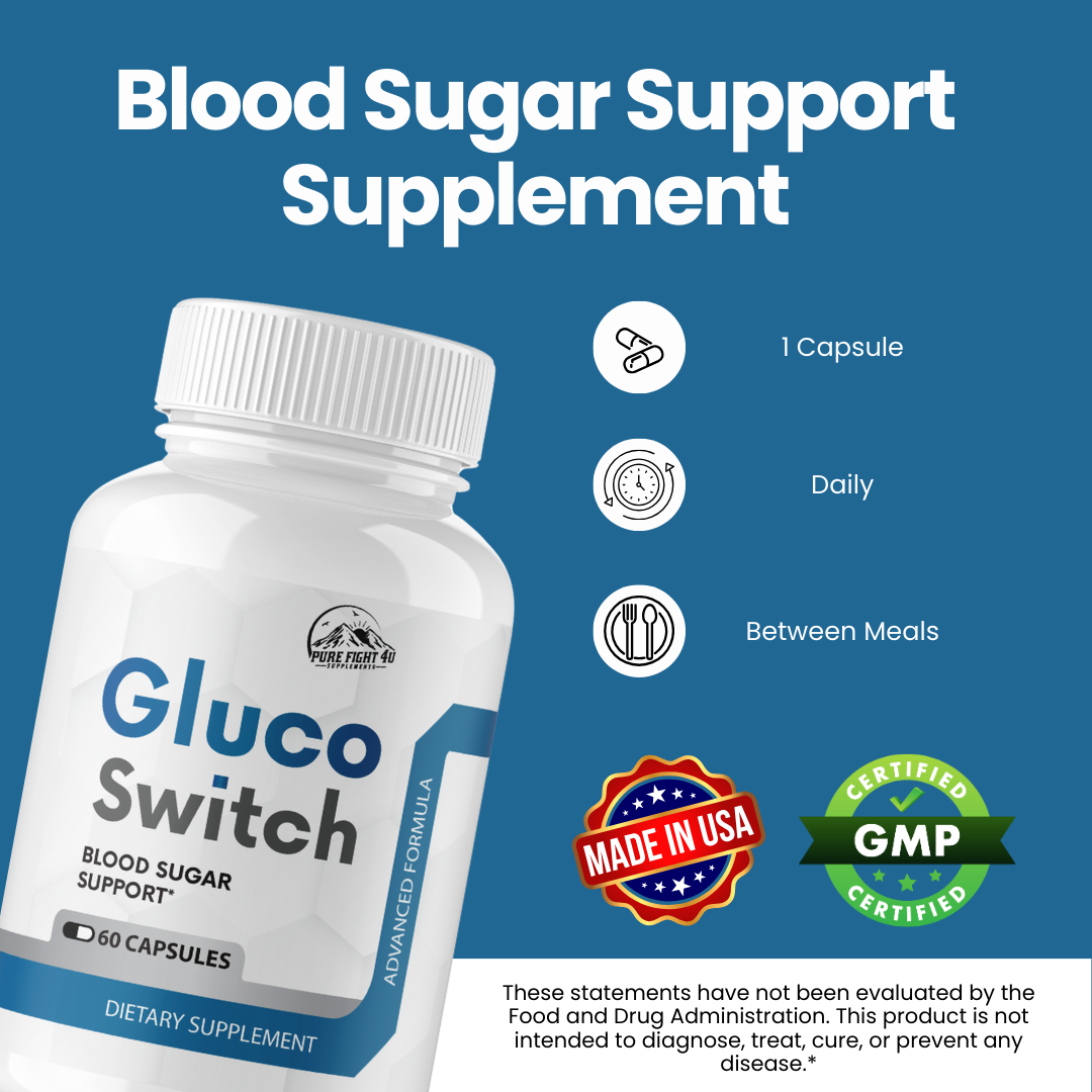 Gluco Switch Blood Sugar Support 3 Bottles 180 Capsules