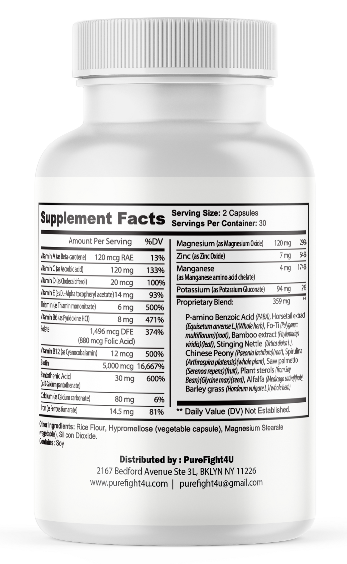 Hair Growth Hair, Skin & Nails Support Nutritional Supplement 60 Capsules
