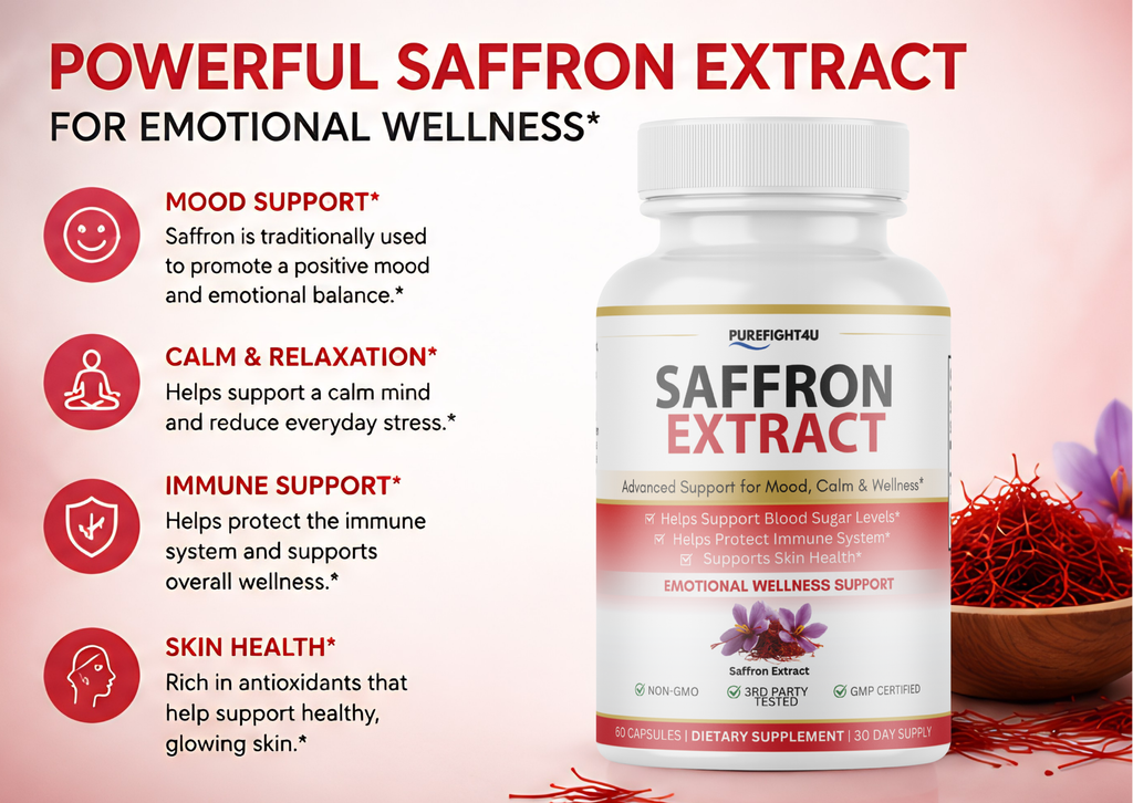 Saffron Extract Mood Support Calm Emotional Wellness - 60 Capsules