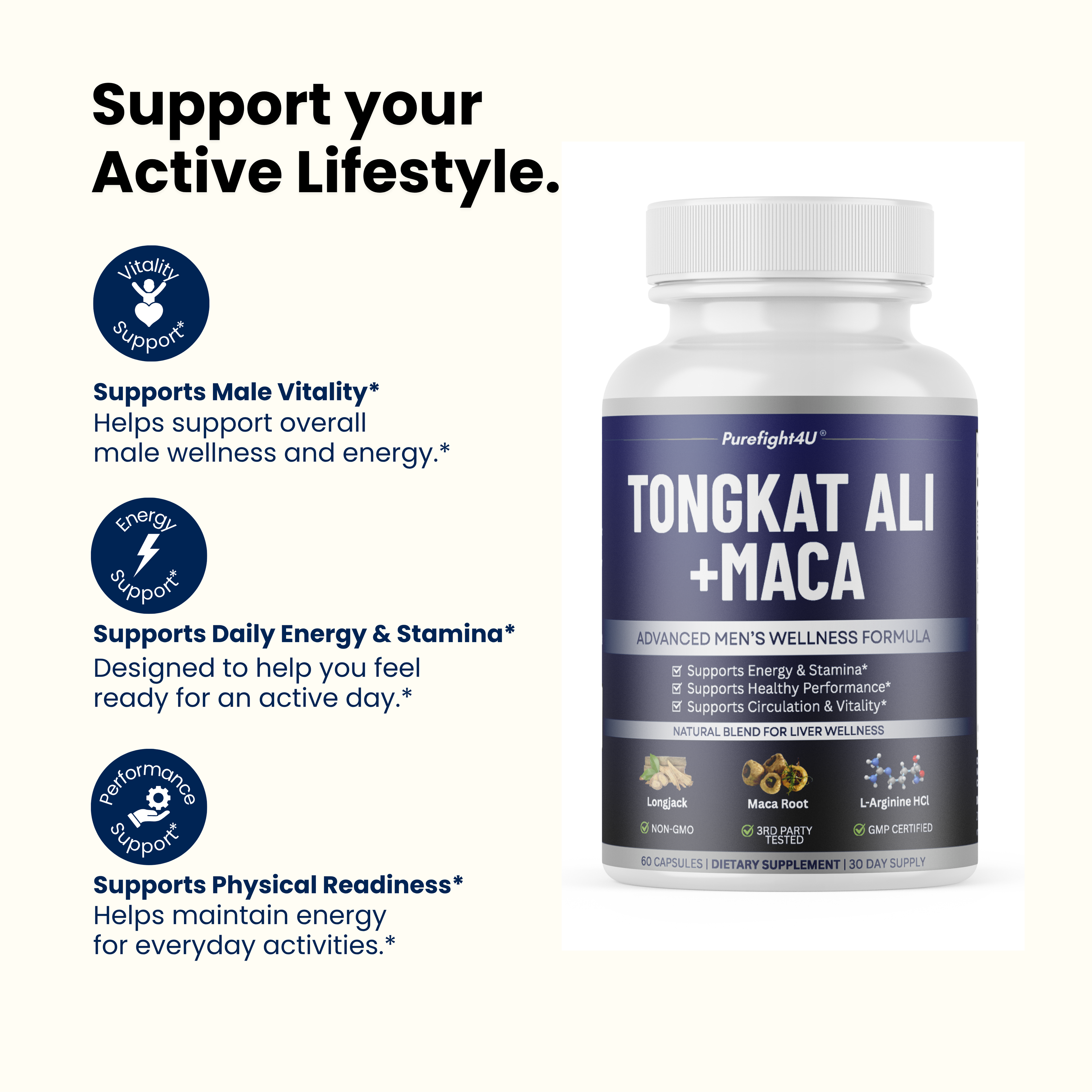 Tongkat Ali +Maca Advanced Male Performance Supplement to Boost Stamina - 60 Tablets
