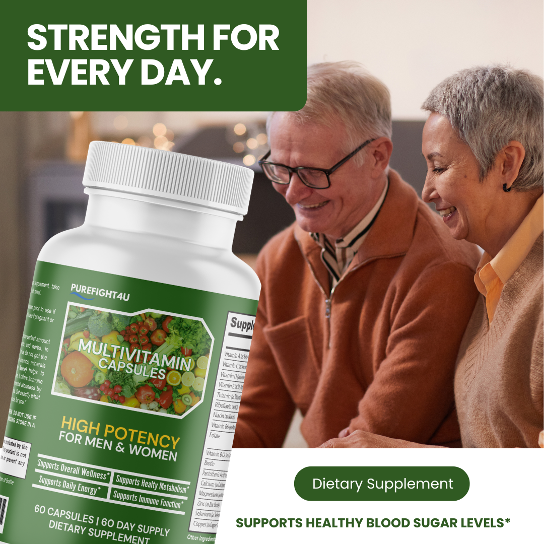 High Potency Daily Multi-Vitamin Capsules, Men & Women Supplement - 60 Bottes