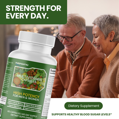High Potency Daily Multi-Vitamin Capsules, Men & Women Supplement - 60 Bottes