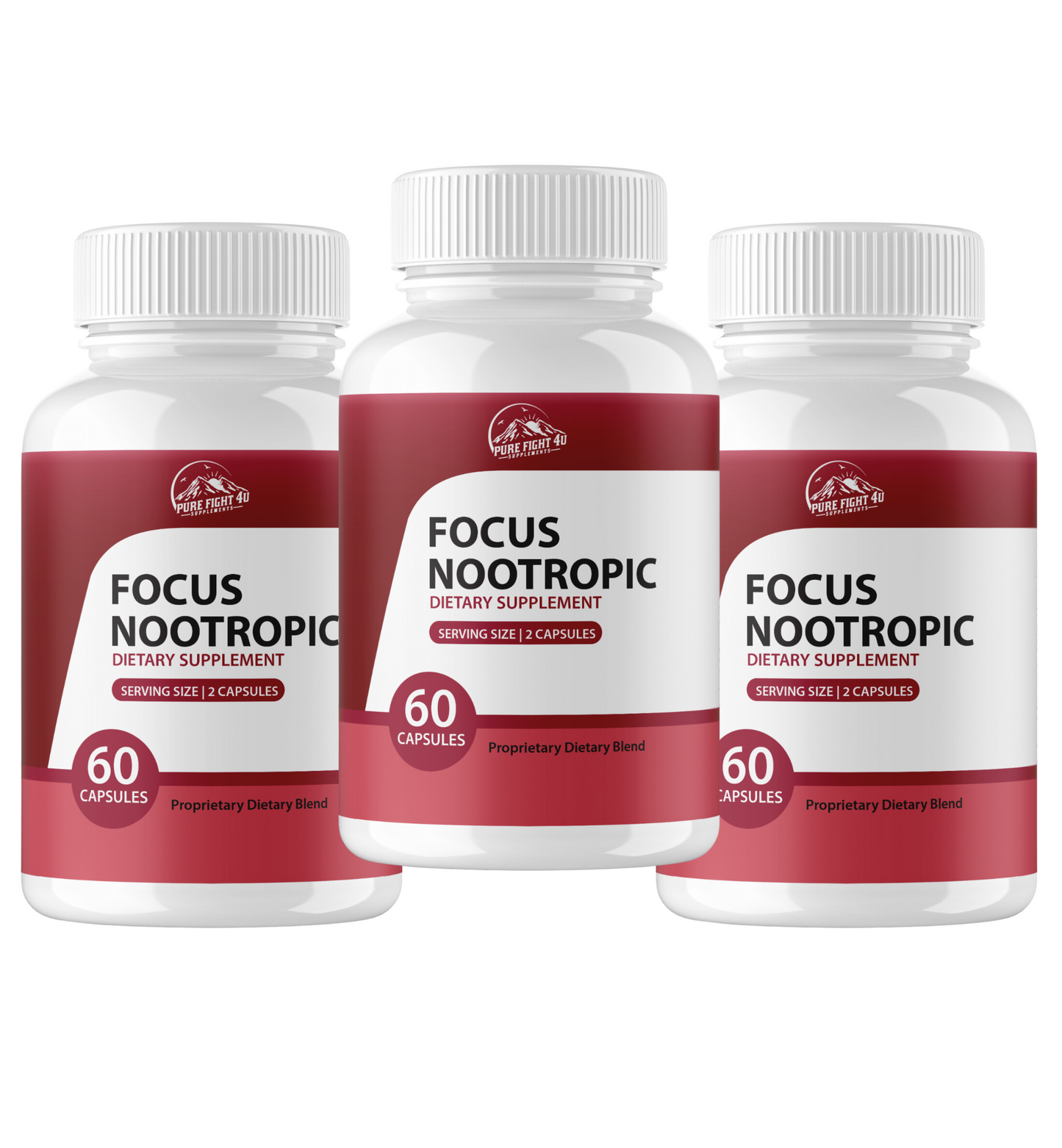 Focus Nootropic Dietary Supplement - 3 Bottles 180 Capsules