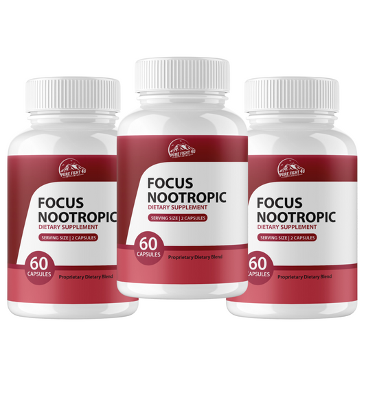 Focus Nootropic Dietary Supplement - 3 Bottles 180 Capsules