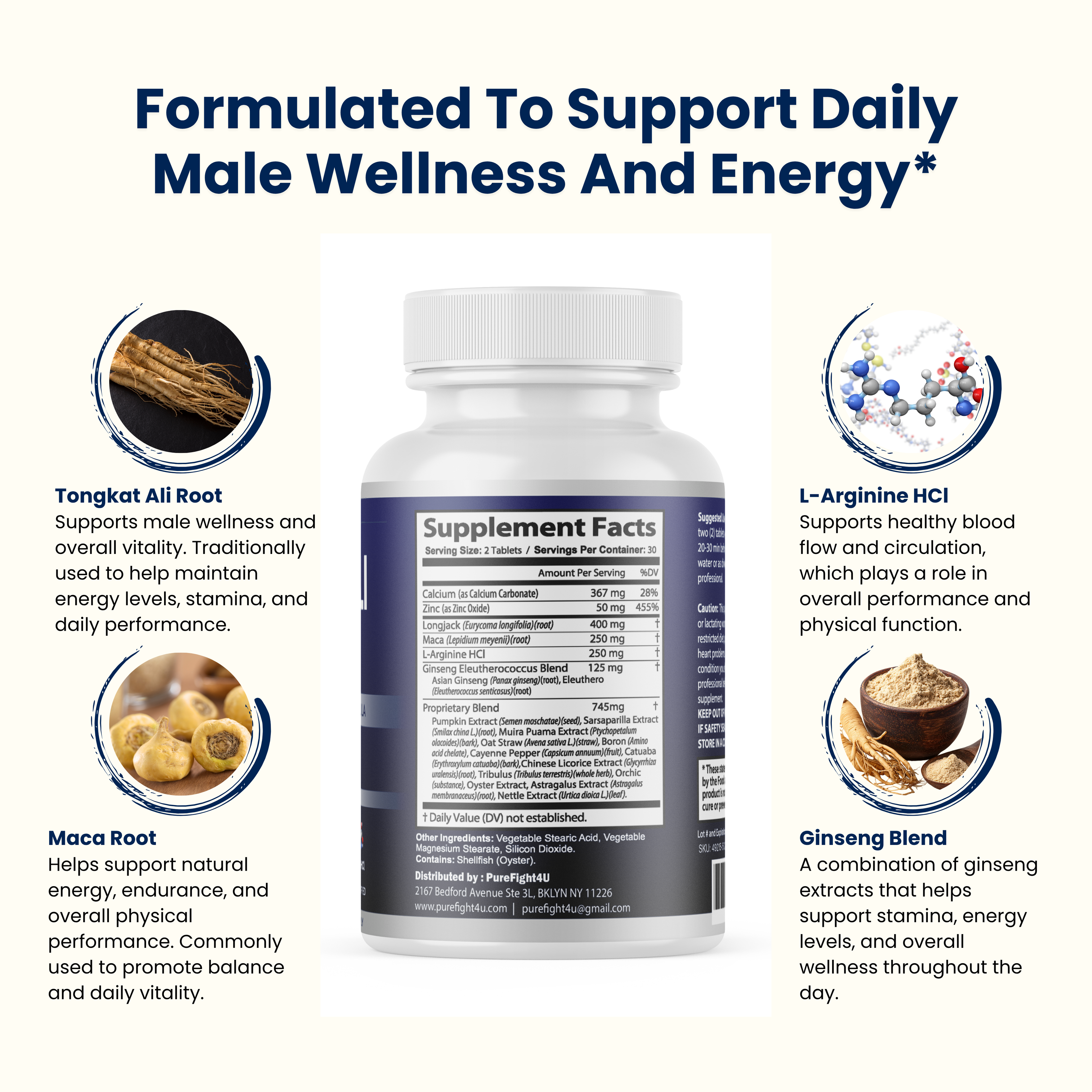 Tongkat Ali +Maca Advanced Male Performance Supplement to Boost Stamina - 60 Tablets