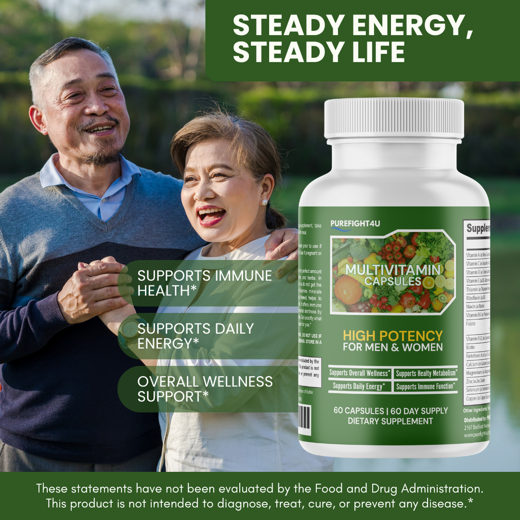 High Potency Daily Multi-Vitamin Capsules, Men & Women Supplement - 60 Bottes