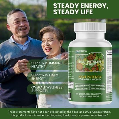 High Potency Daily Multi-Vitamin Capsules, Men & Women Supplement - 60 Bottes