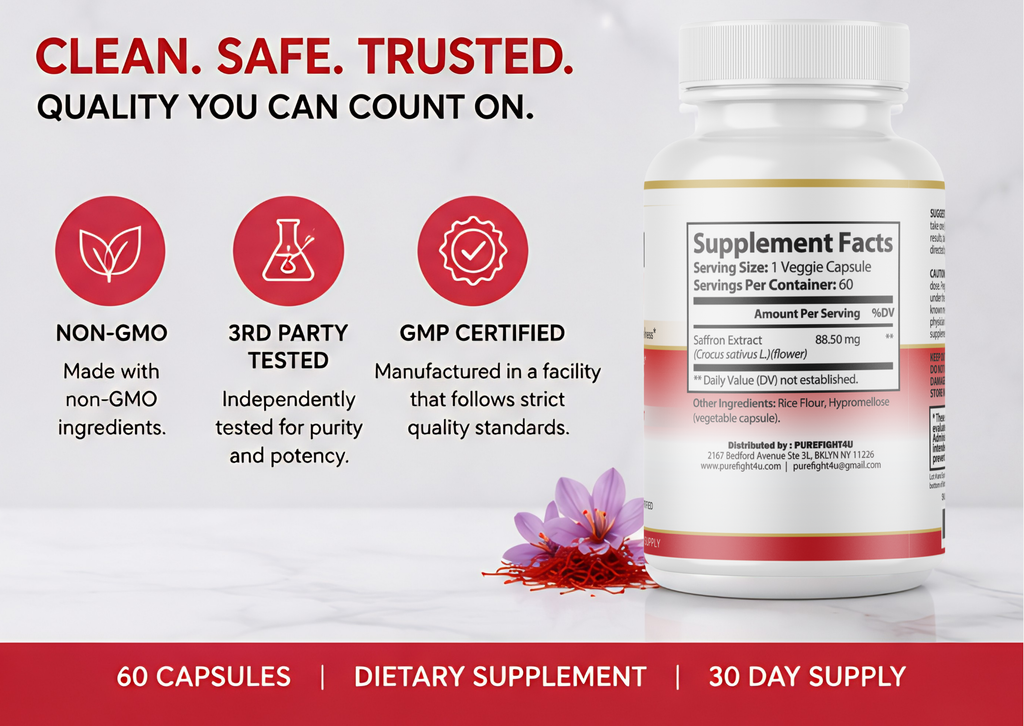 Saffron Extract Mood Support Calm Emotional Wellness - 60 Capsules