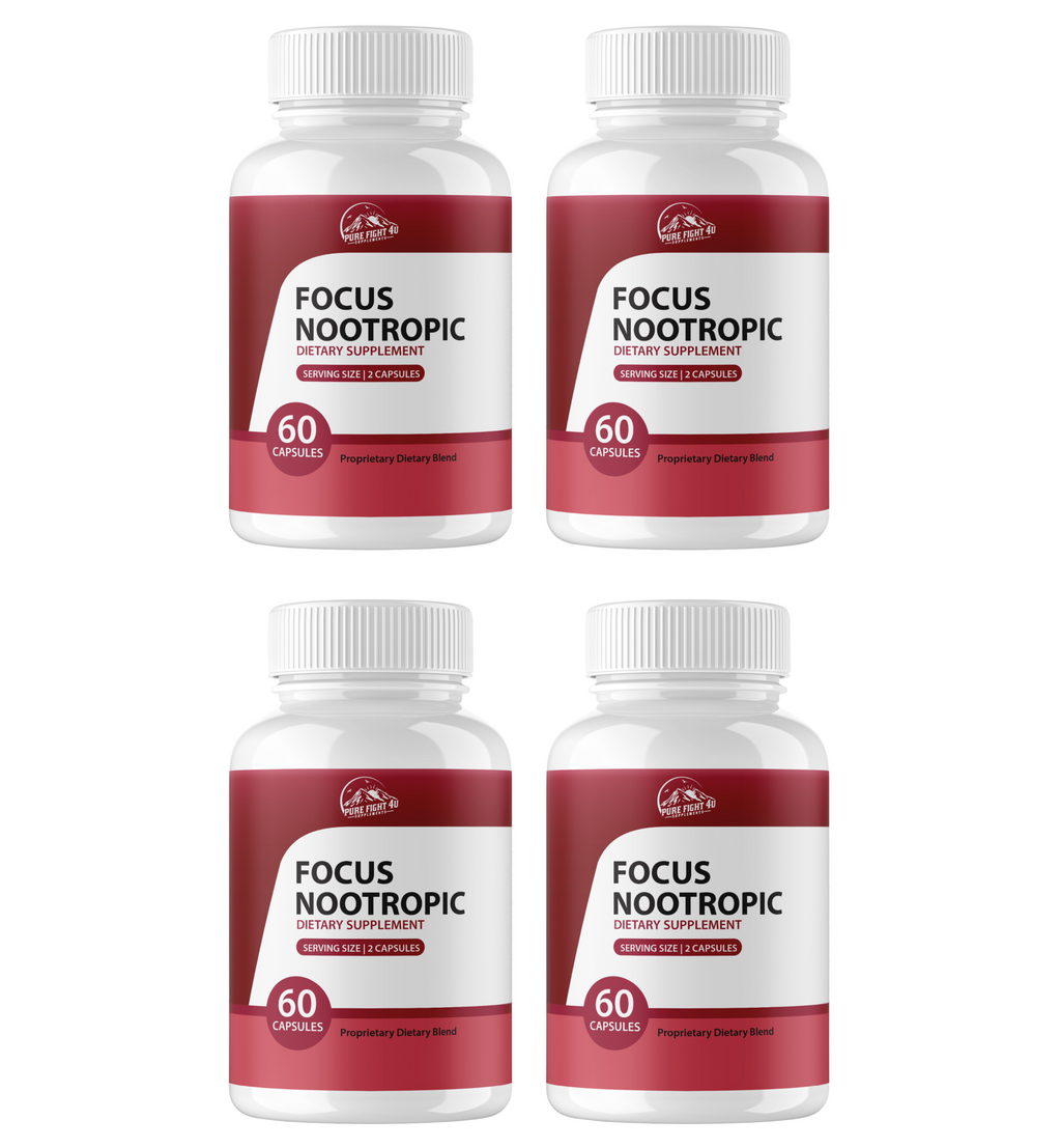 Focus Nootropic Dietary Supplement - 4 Bottles 240 Capsules