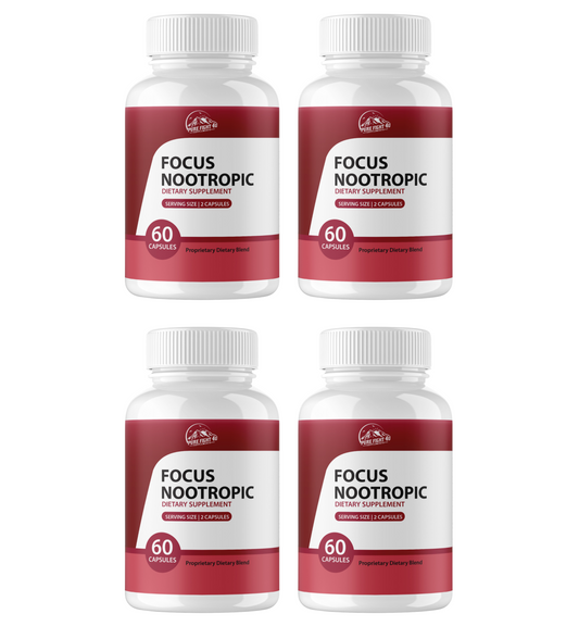 Focus Nootropic Dietary Supplement - 4 Bottles 240 Capsules