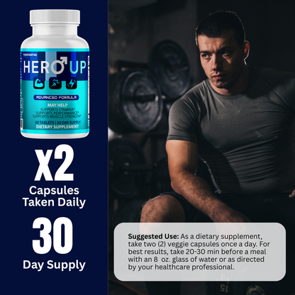 Hero Up Male Performance Maximum Strength Dietary Supplement - 60 Tablets