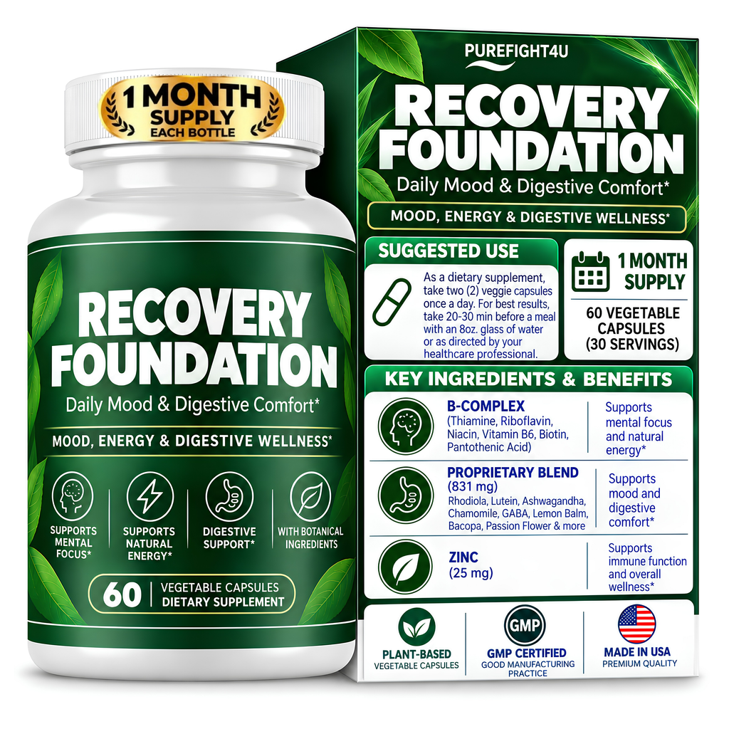 Recovery Foundation, Mood, Energy & Digestive Wellness, Botanical Dietary Supplement, 60 Capsules