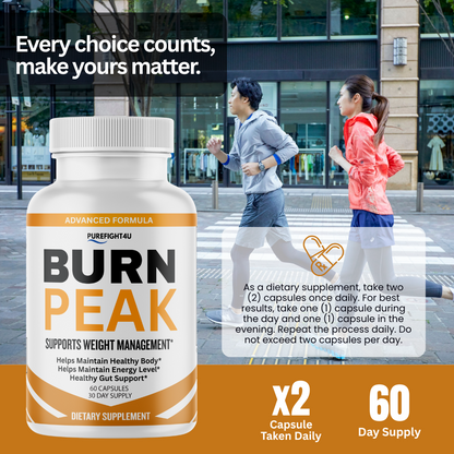 Burn Peak Capsules Supplement Supports for Weight Management - 60 Bottles