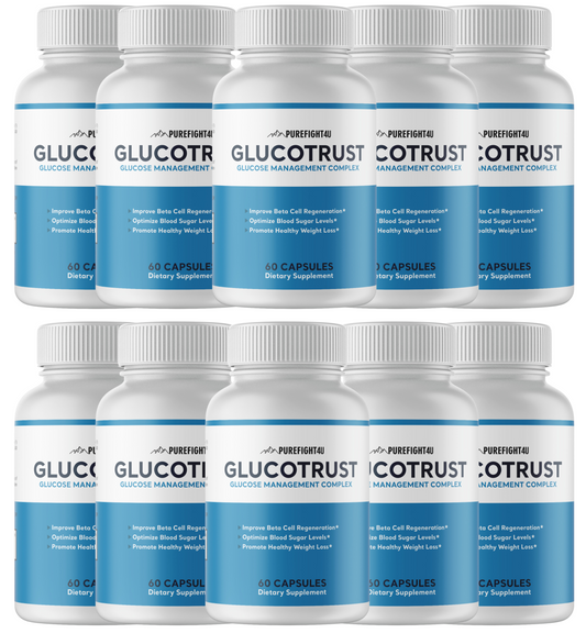 Glucotrust Blood Sugar Support Supplement - 10 Bottles 600 Capsules