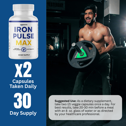 Iron Plus Max Performance Supplement for Energy and Confidence | 60 Tablets