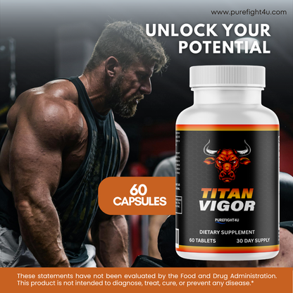 Titan Vigor for Men, Male Energy & Vitality Pills Supplement  - 60 Tablets