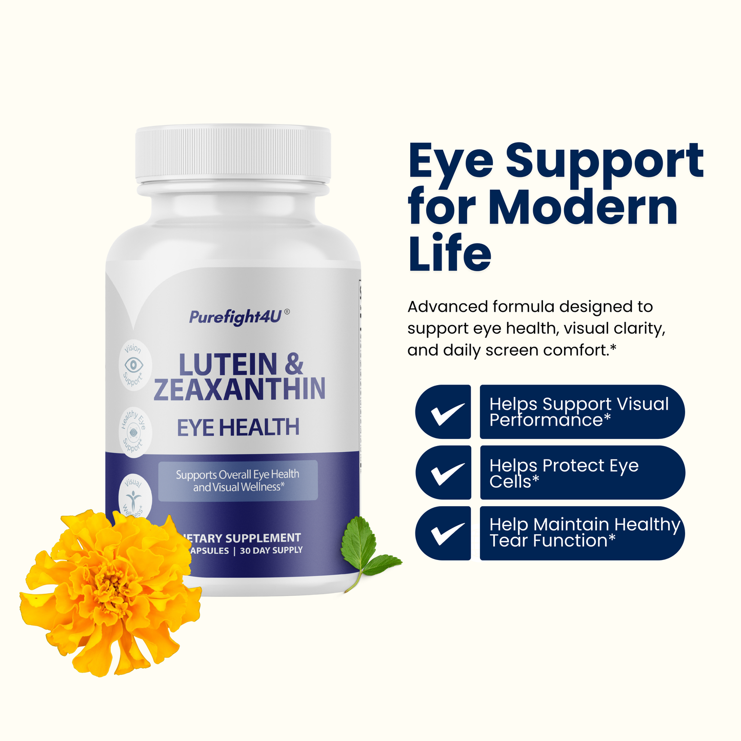 Lutein & Zeaxanthin Eye & Vision Health Natural Formula Supplement - 60 Capsules