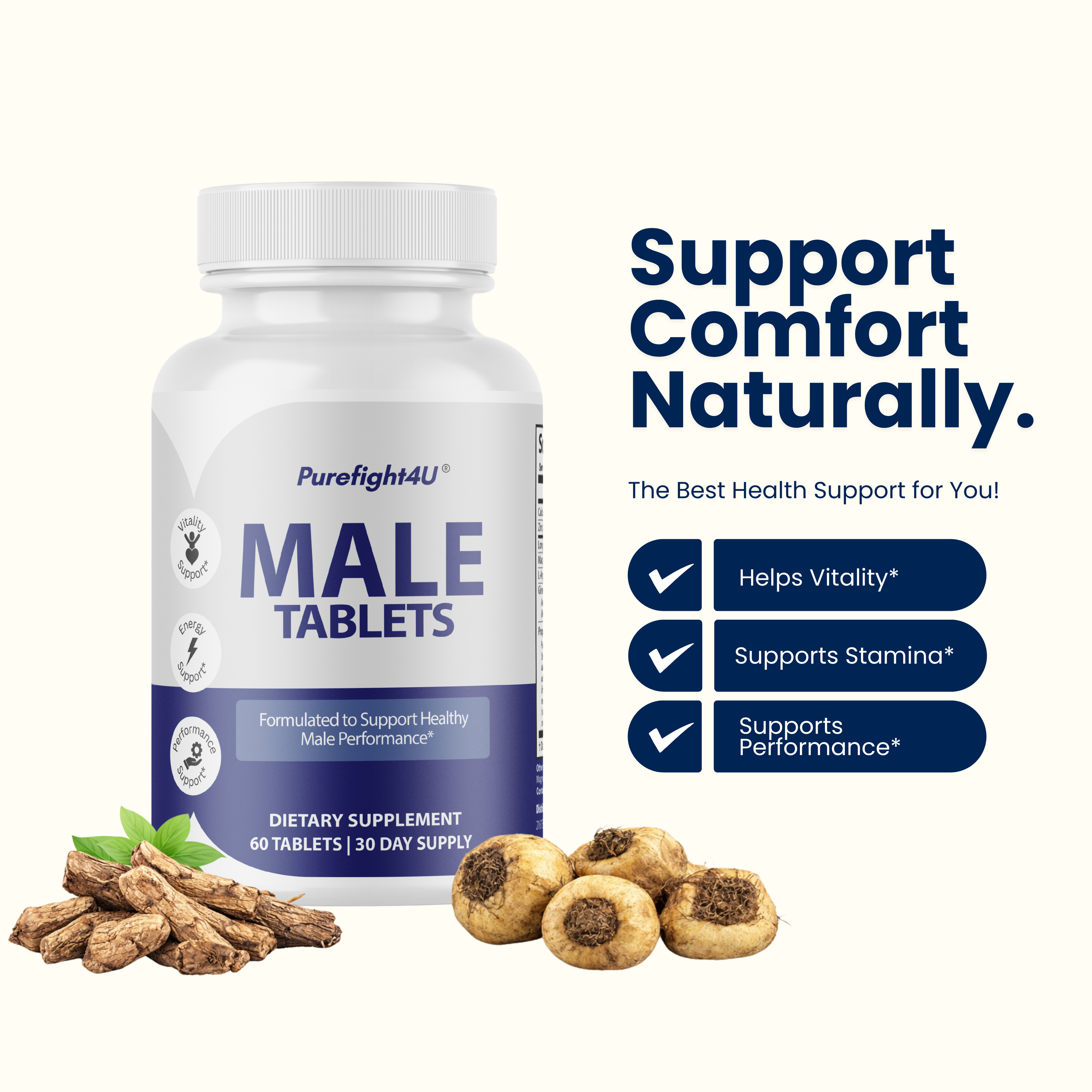 Male Tablets Daily Wellness Support for Energy & Vitality Supplement- 60 Tablets