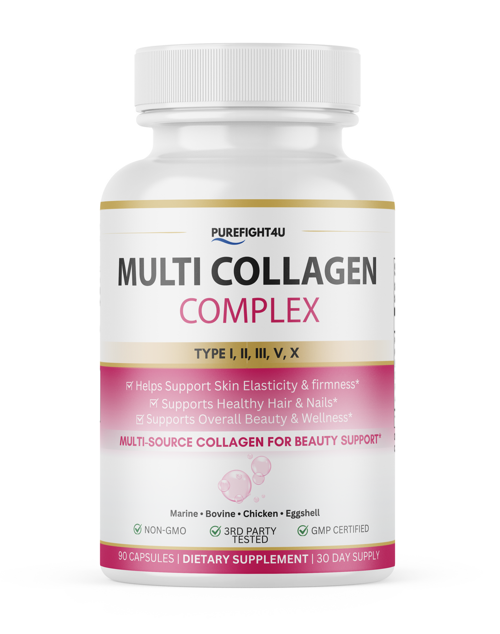 Multi Collagen Complex Type I II III V X 1800mg Skin Hair Nails Support 90 Capsules