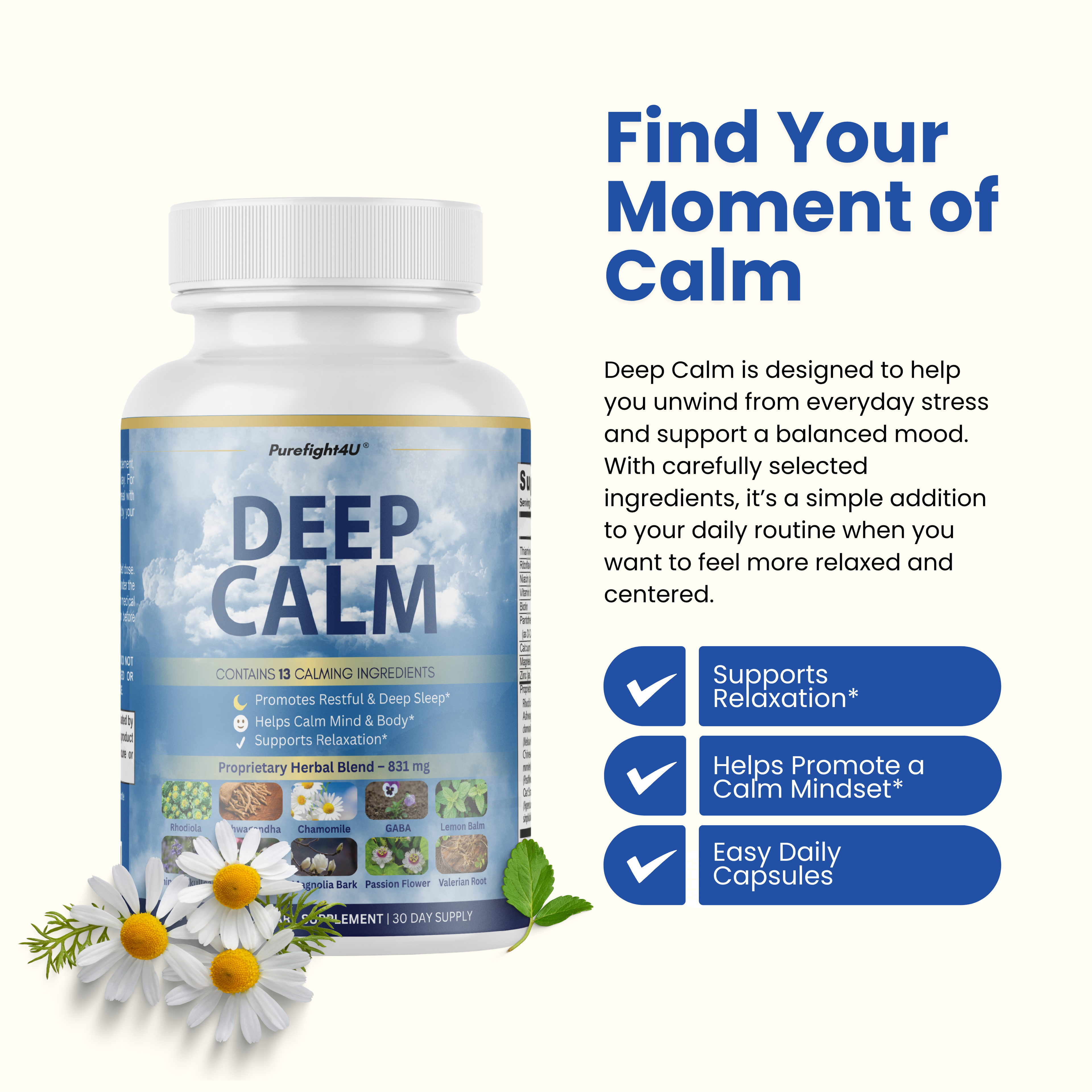 Deep Calm Supports Natural Sleep and Relaxation Supplement - 60 Capsules