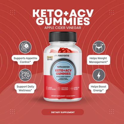 Keto+ ACV Ketozense Gummies, Supports Daily Wellness-60 Gummies