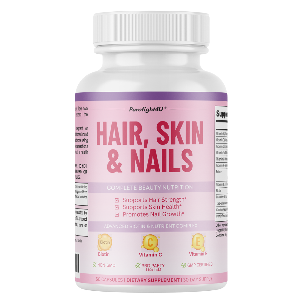 Purefight4u Hair, Skin & Nails Supports Healthy Hair Growth wBiotin -60 Capsules