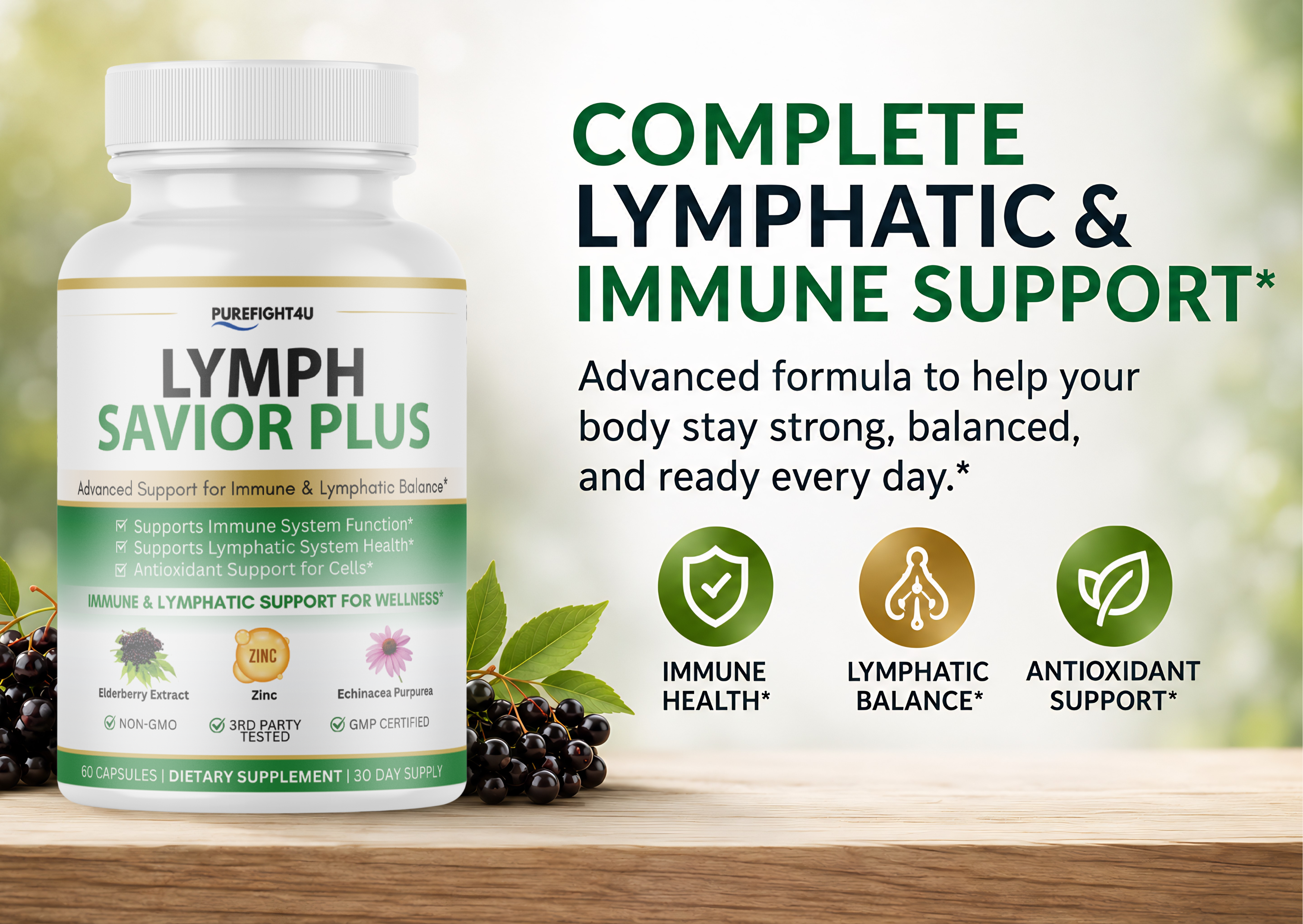 Lymph Savior Plus Immune & Lymphatic Support Supplement - 60 Capsules