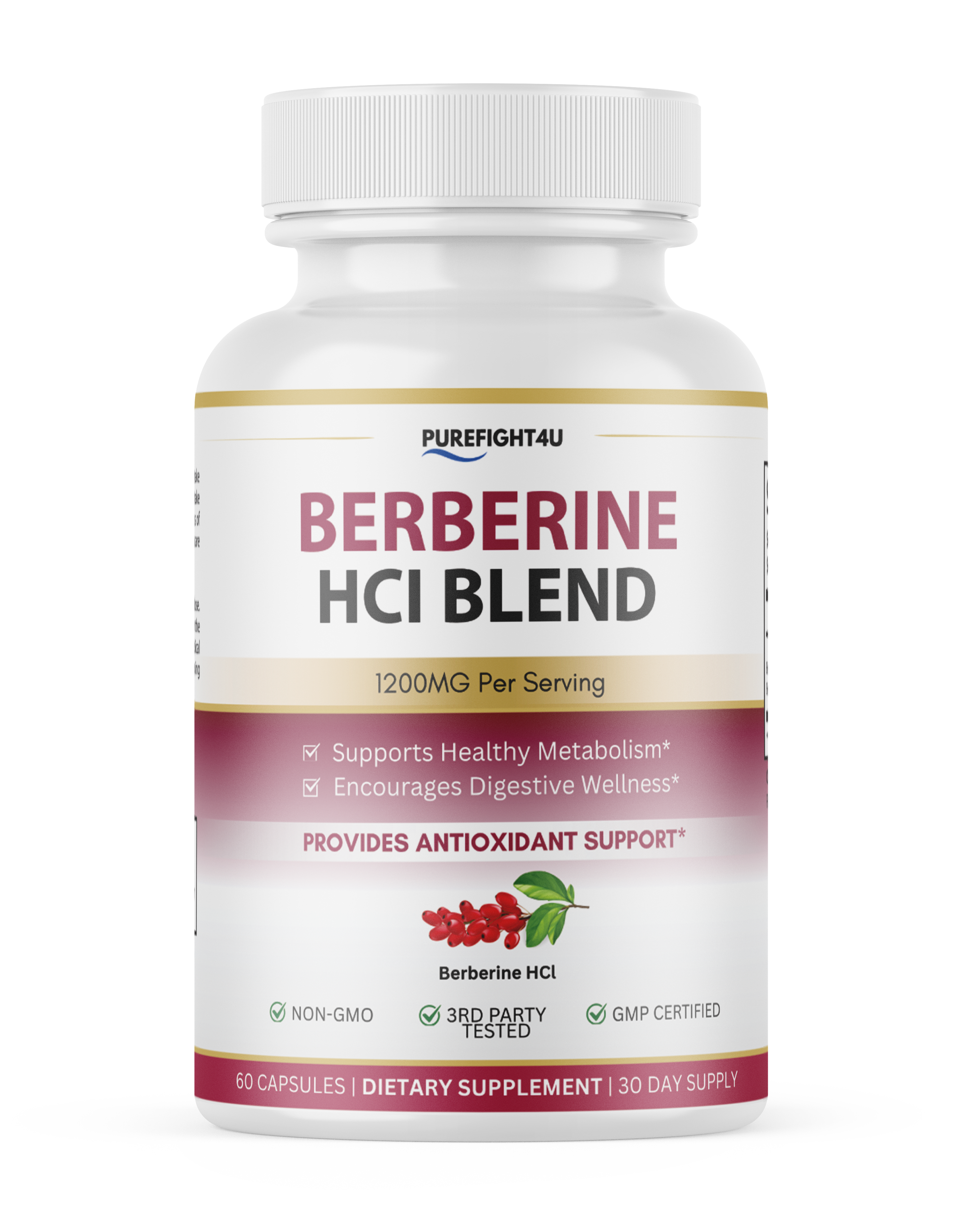 Berberine HCl 1200mg Metabolism Digestive Support - 60 Capsules