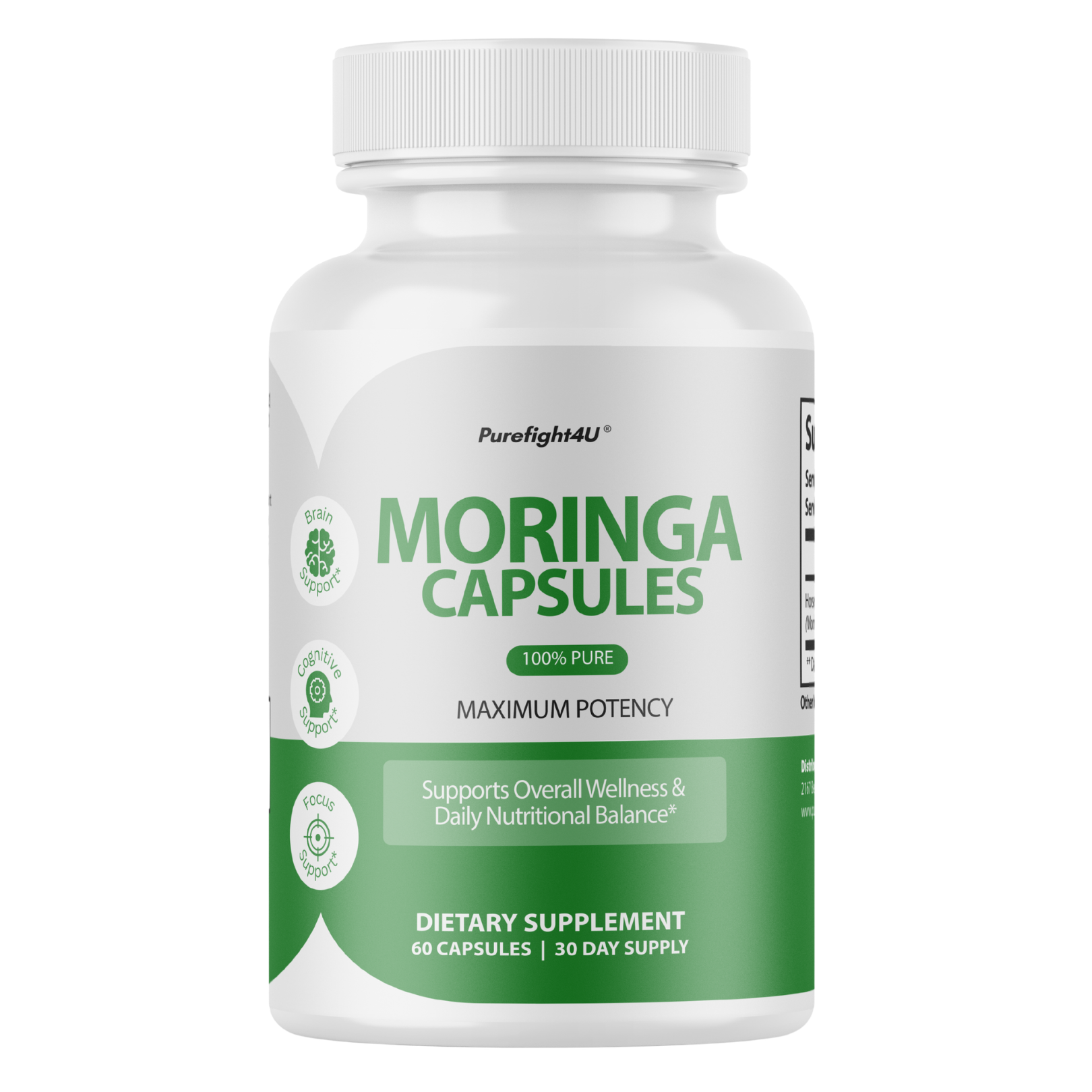 Moringa Capsules 100% Pure, Supports Overall Wellness Supplement - 60 Capsules