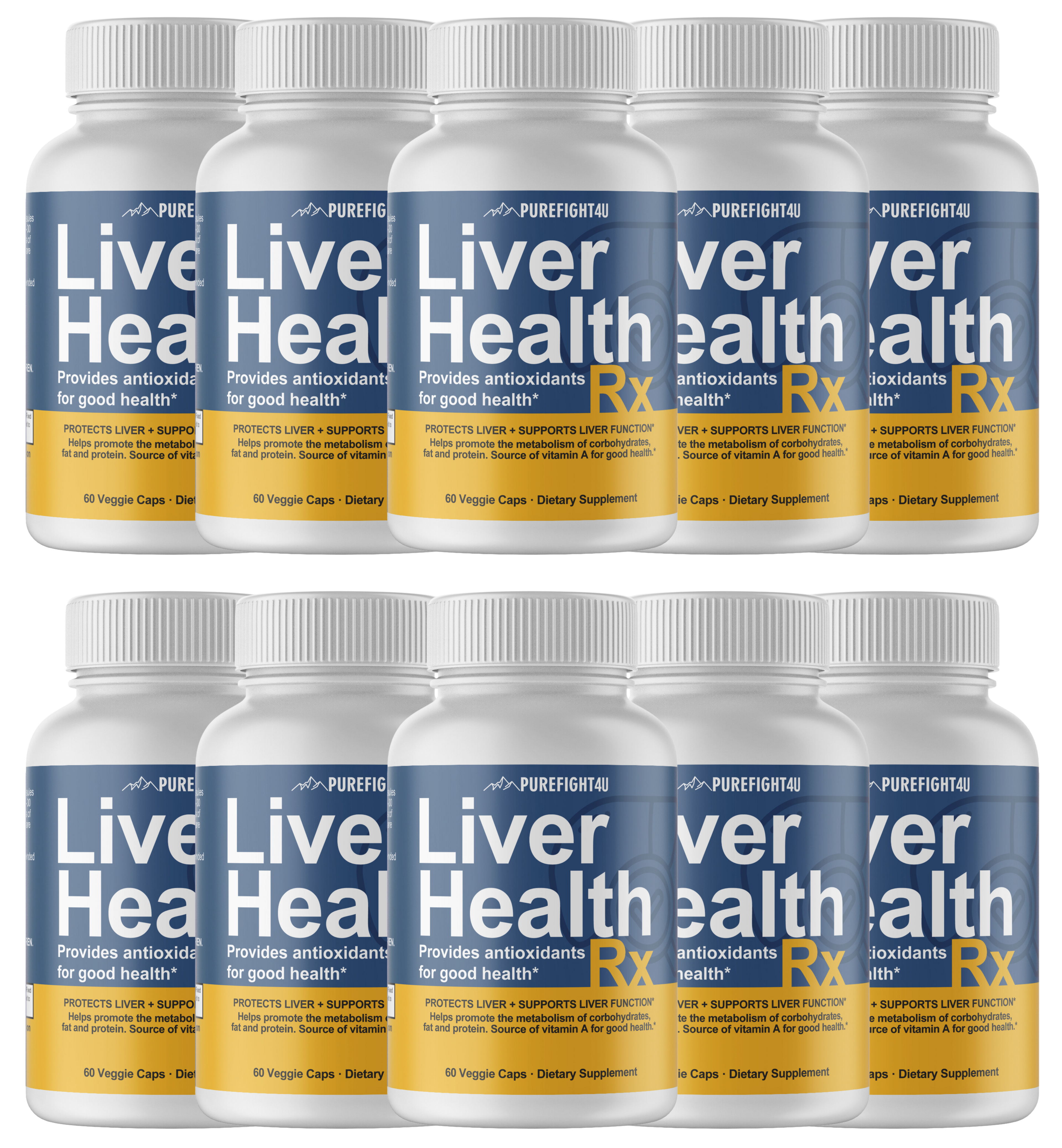 Liver Health RX Formula Supplement Pure Health 10 Bottles 600 Capsules