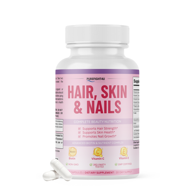 Purefight4u Hair, Skin & Nails Supports Healthy Hair Growth wBiotin -60 Capsules