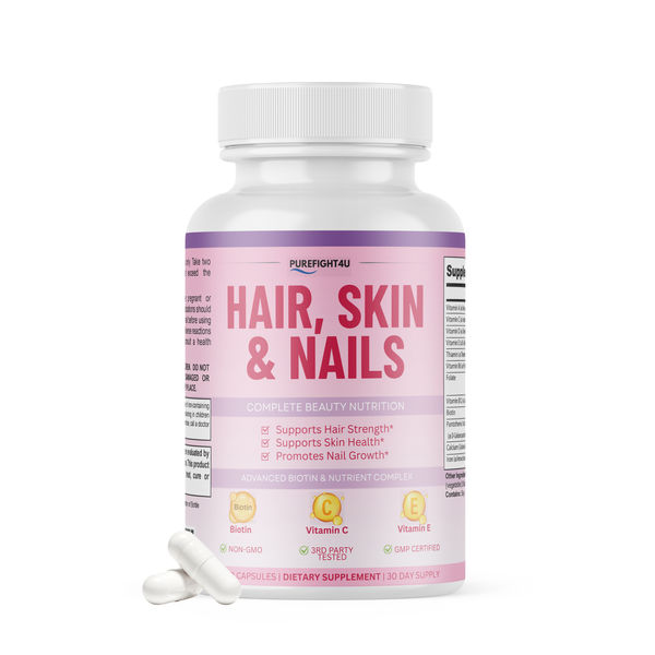 Purefight4u Hair, Skin & Nails Supports Healthy Hair Growth wBiotin -60 Capsules