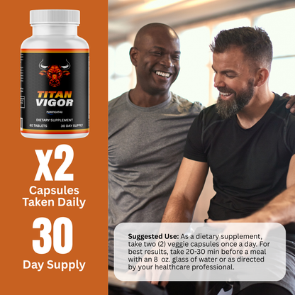 Titan Vigor for Men, Male Energy & Vitality Pills Supplement  - 60 Tablets