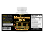 PureFight4U Mushroom 10X Complex 1,330 mg, Cordyceps, Reishi, Shiitake & Lion's Mane, 60 Capsules