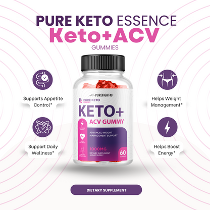 Keto+ ACV Pure Keto Gummies, Supports Weight Management-60 Gummies