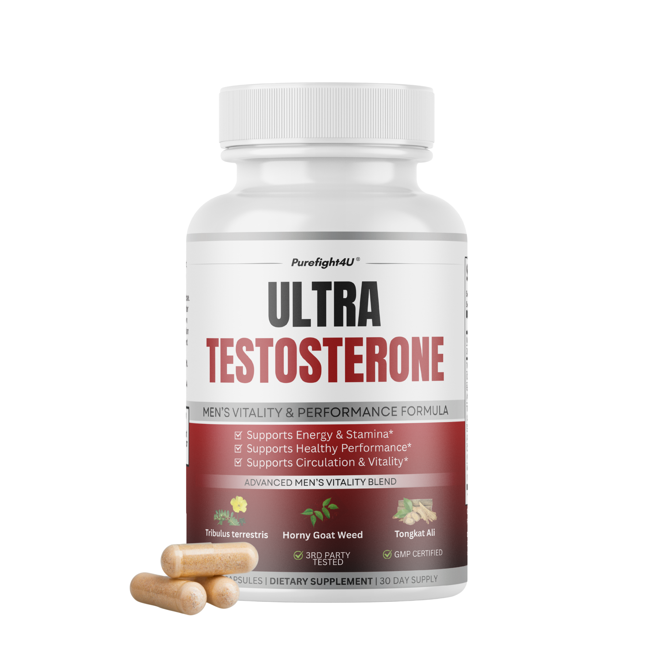 Ultra Testosterone Booster Supplement Formula for Men's Vitality - 90 Capsules