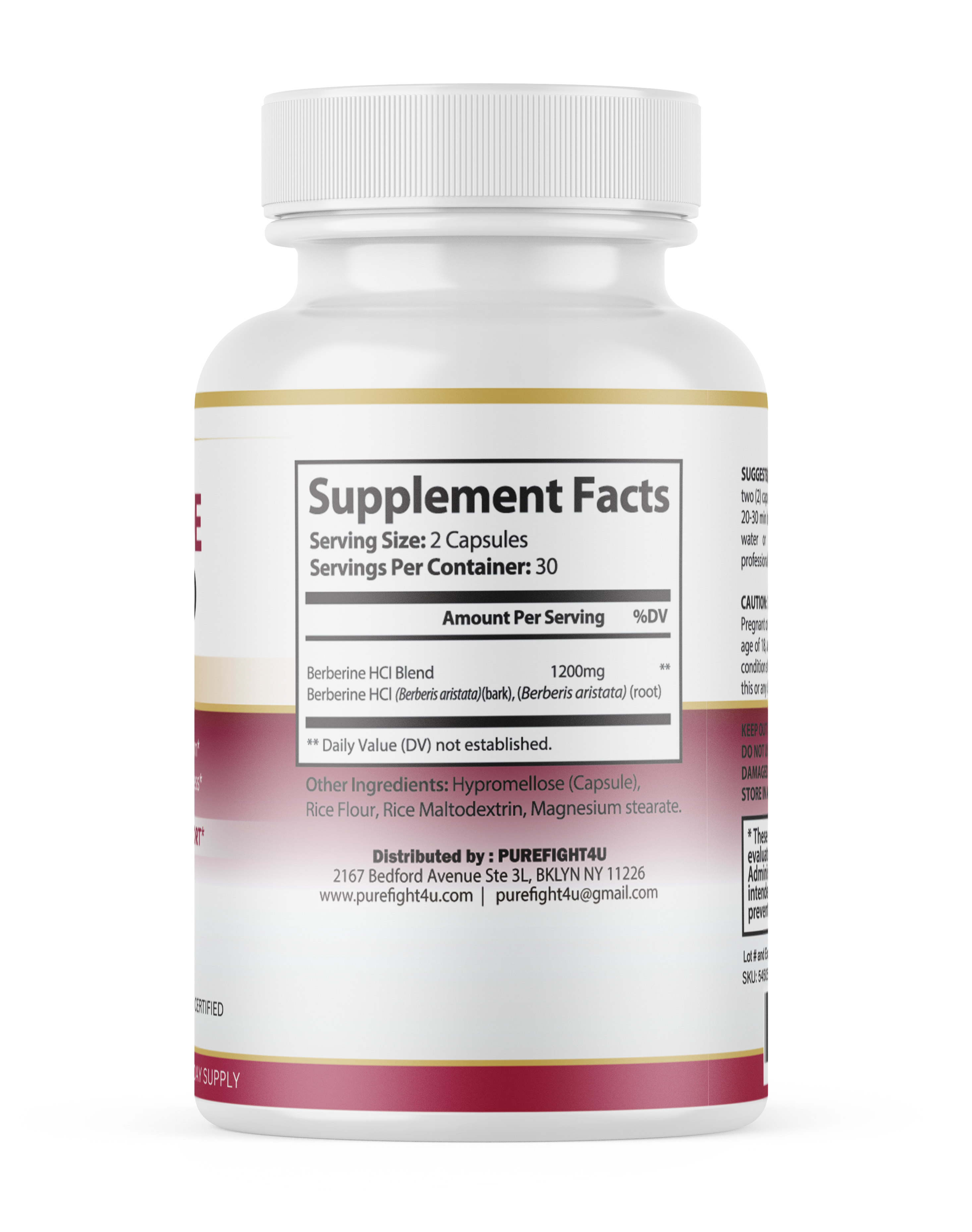 Berberine HCl 1200mg Metabolism Digestive Support - 60 Capsules