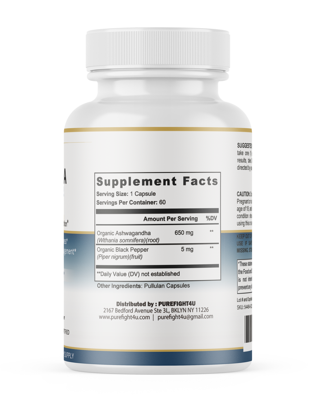 Ashwagandha Stress Relaxation Calm Support Supplement 60 Capsules