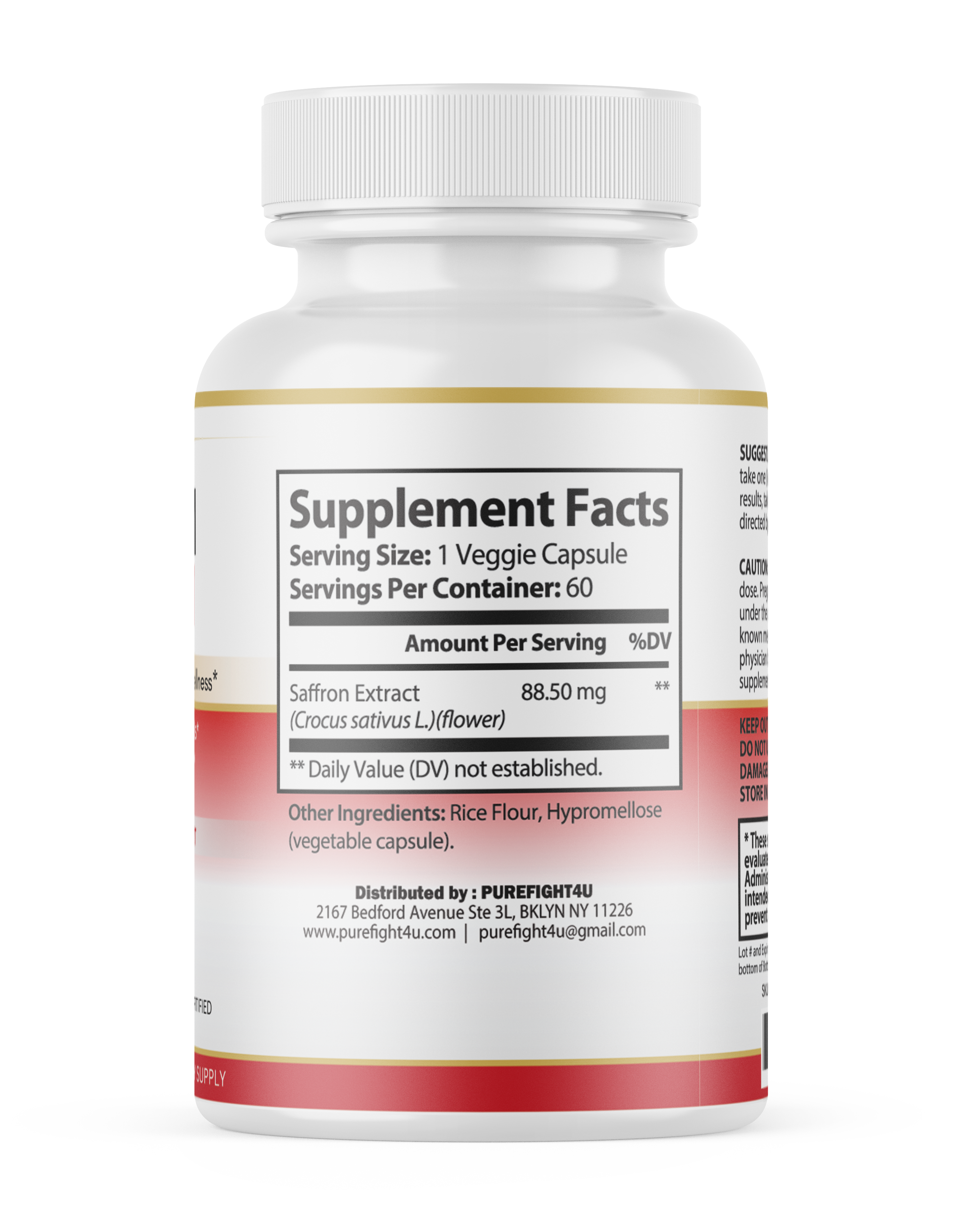 Saffron Extract Mood Support Calm Emotional Wellness - 60 Capsules