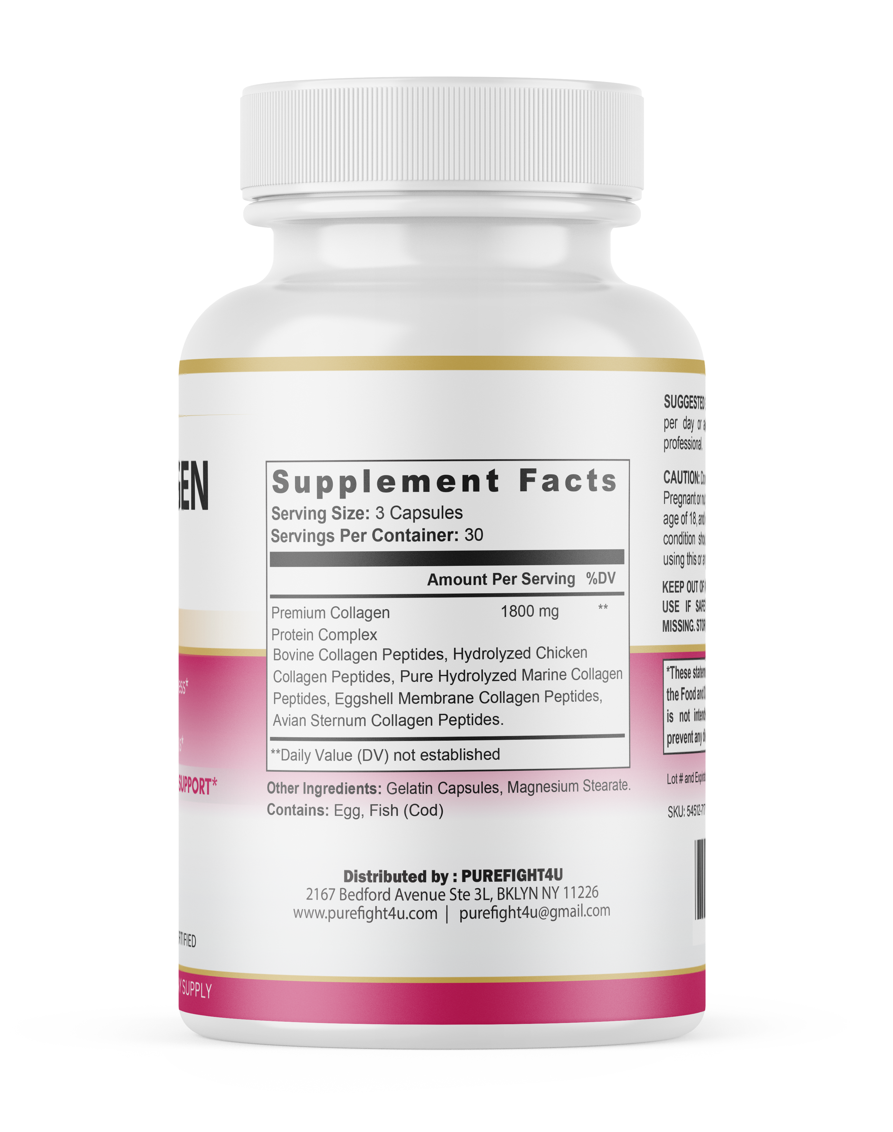Multi Collagen Complex Type I II III V X 1800mg Skin Hair Nails Support 90 Capsules