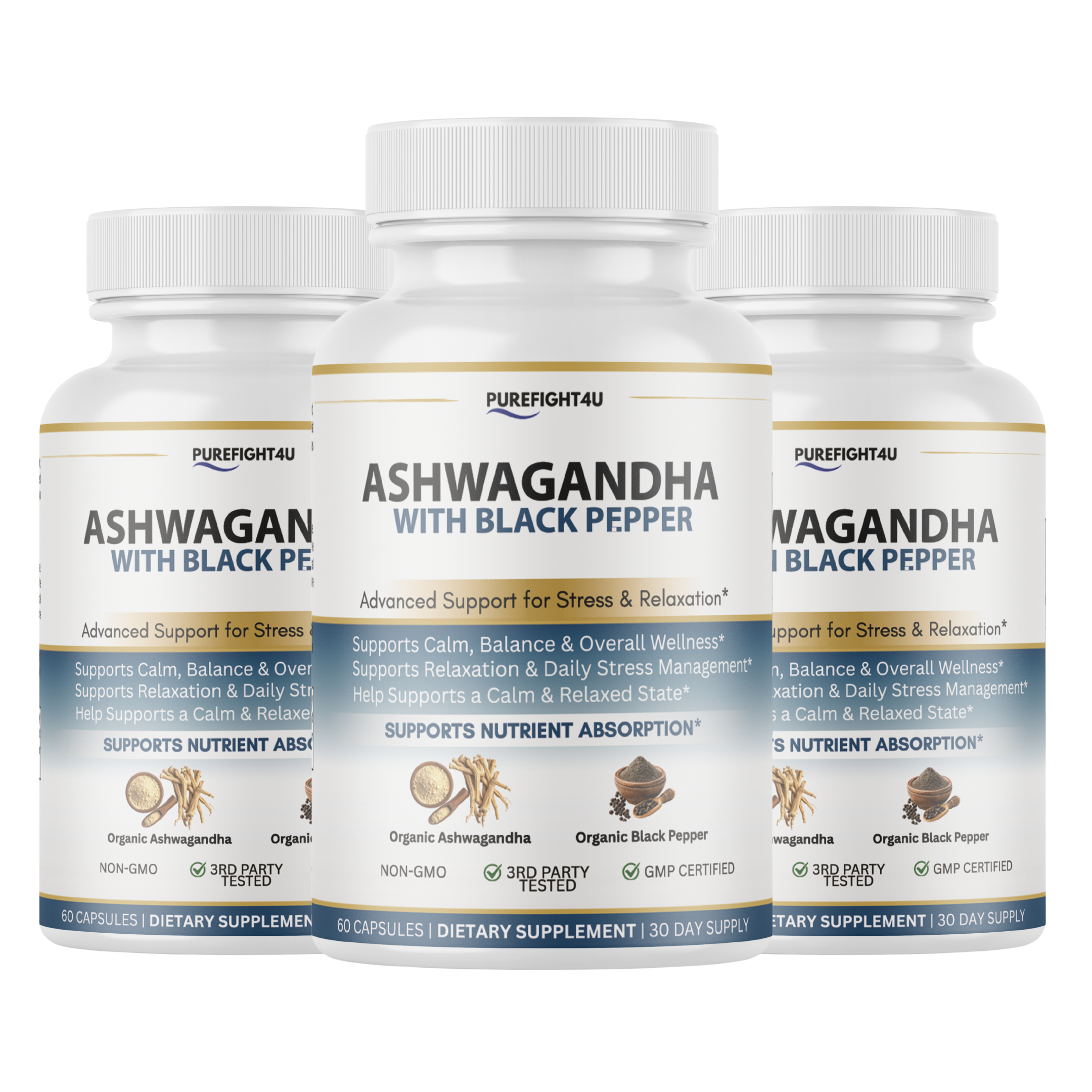 Ashwagandha Stress Relaxation Calm Support Supplement 60 Capsules