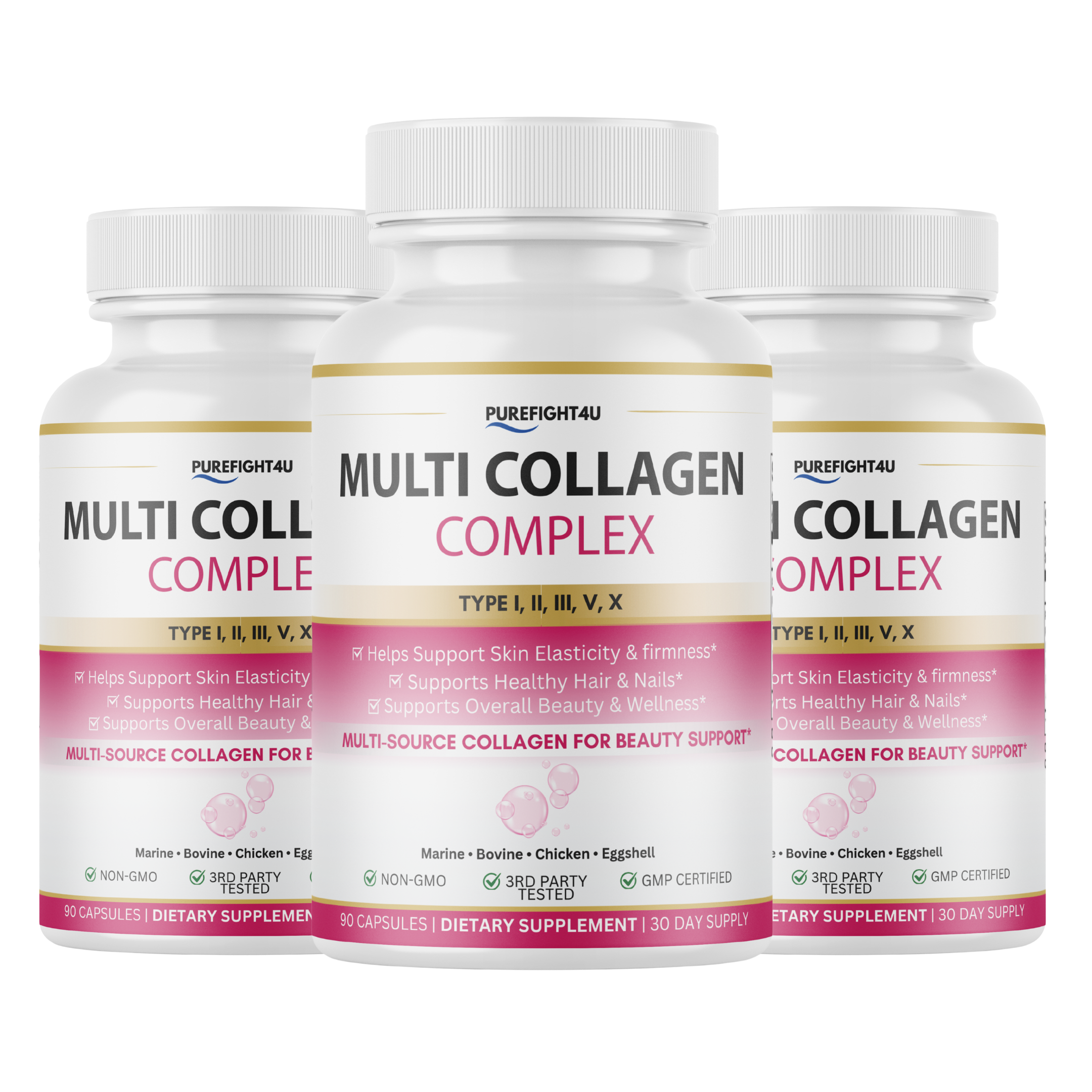 Multi Collagen Complex Type I II III V X 1800mg Skin Hair Nails Support 90 Capsules