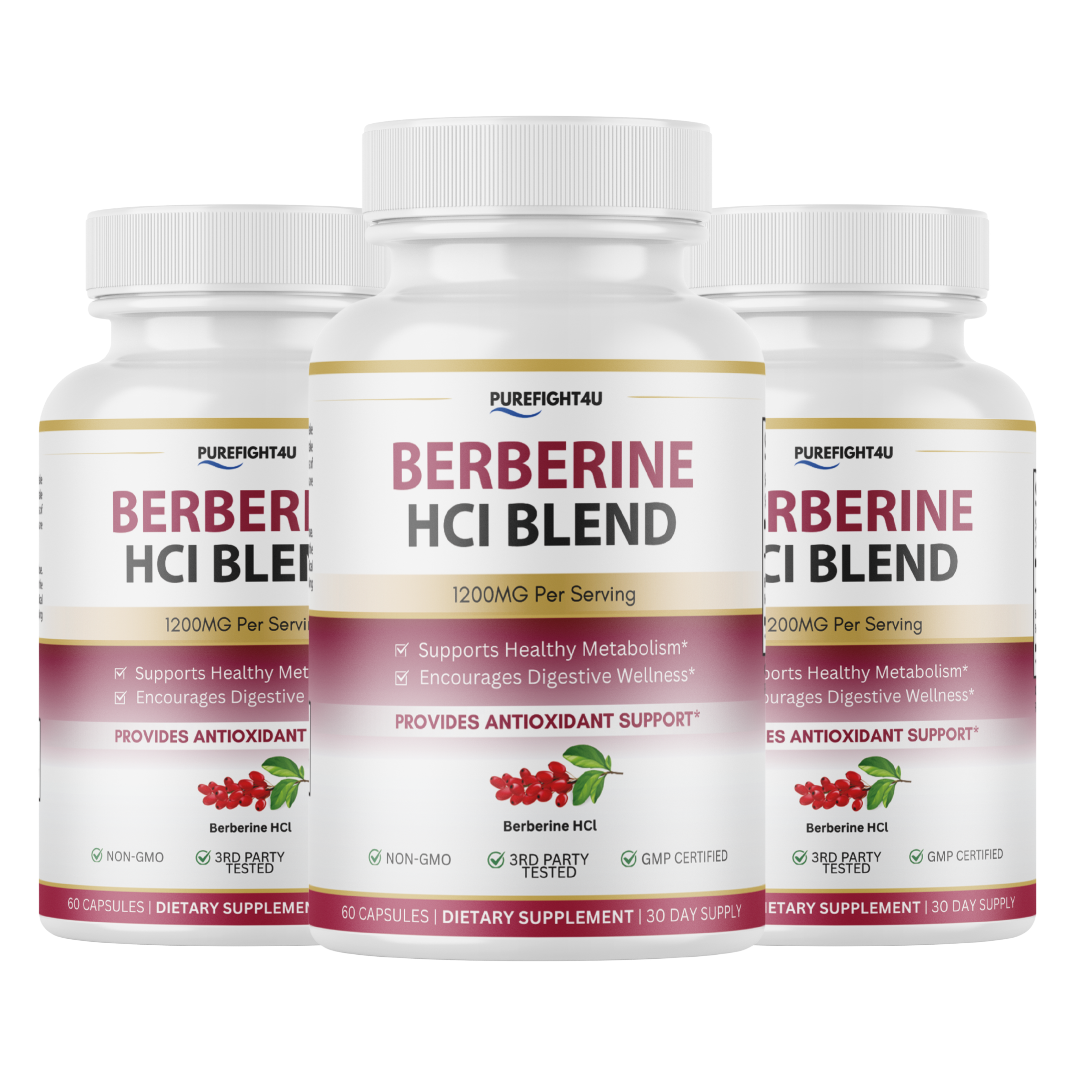 Berberine HCl 1200mg Metabolism Digestive Support - 60 Capsules