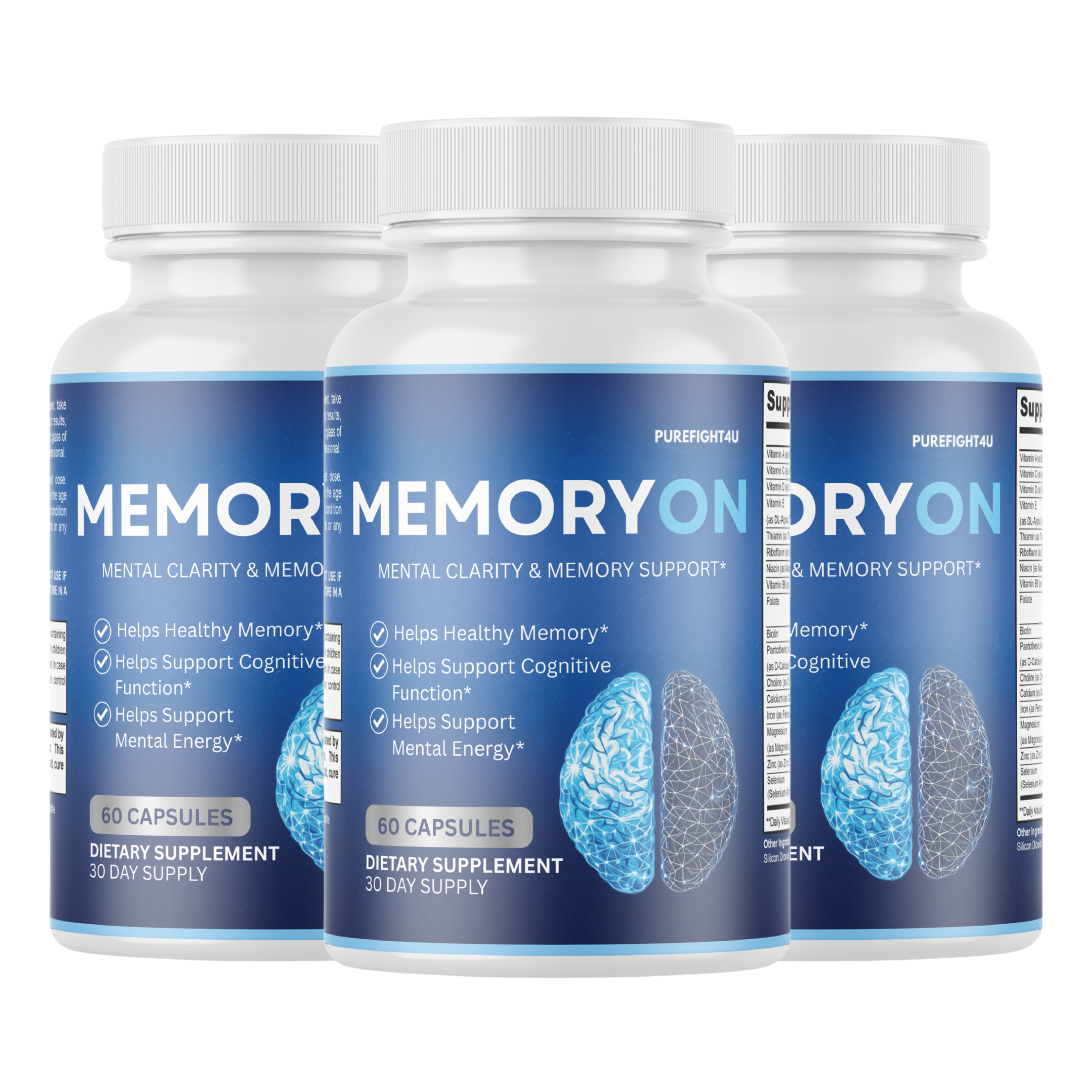 MemoryOn Brain Mental Clarity Support Supplement | 60 Capsules