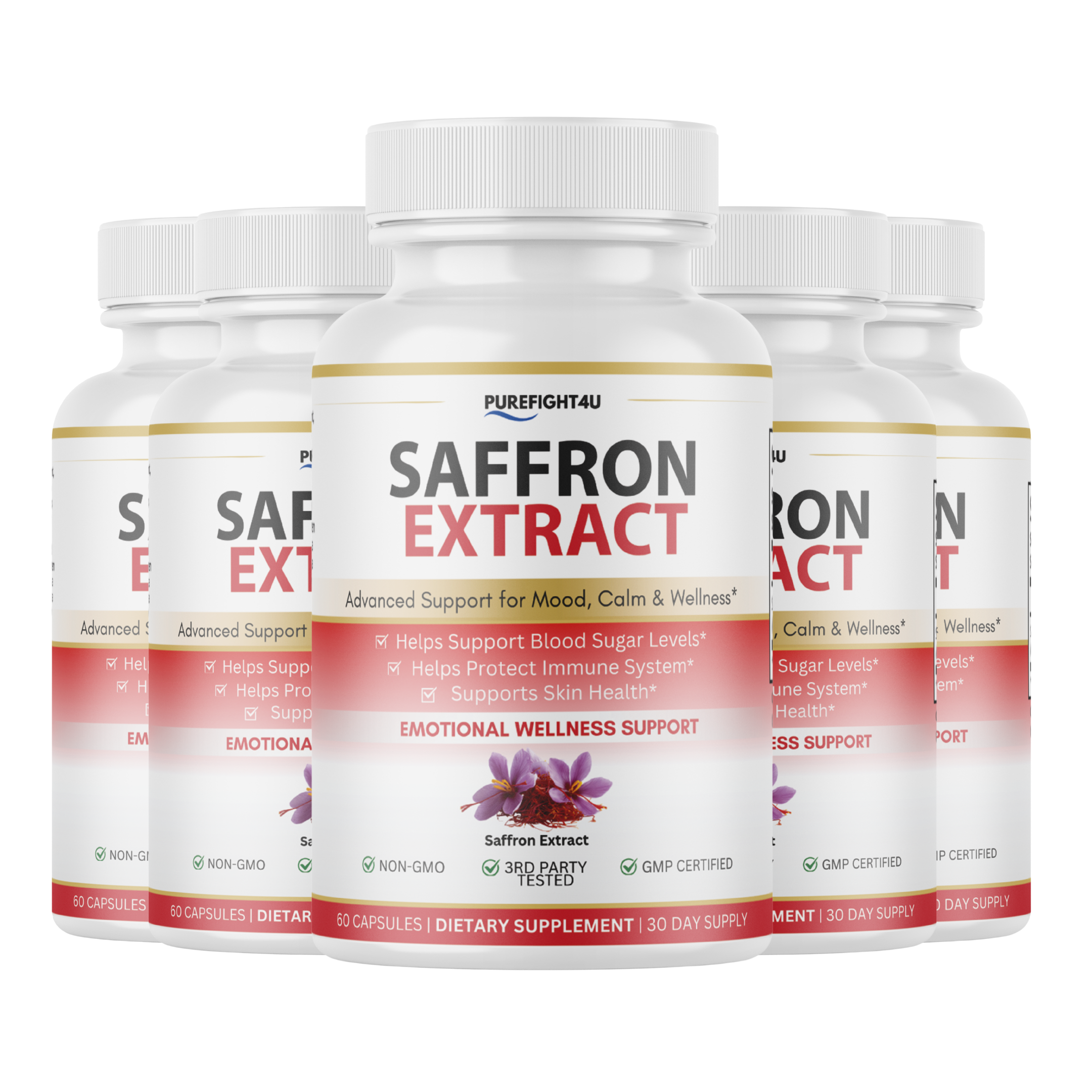Saffron Extract Mood Support Calm Emotional Wellness - 60 Capsules