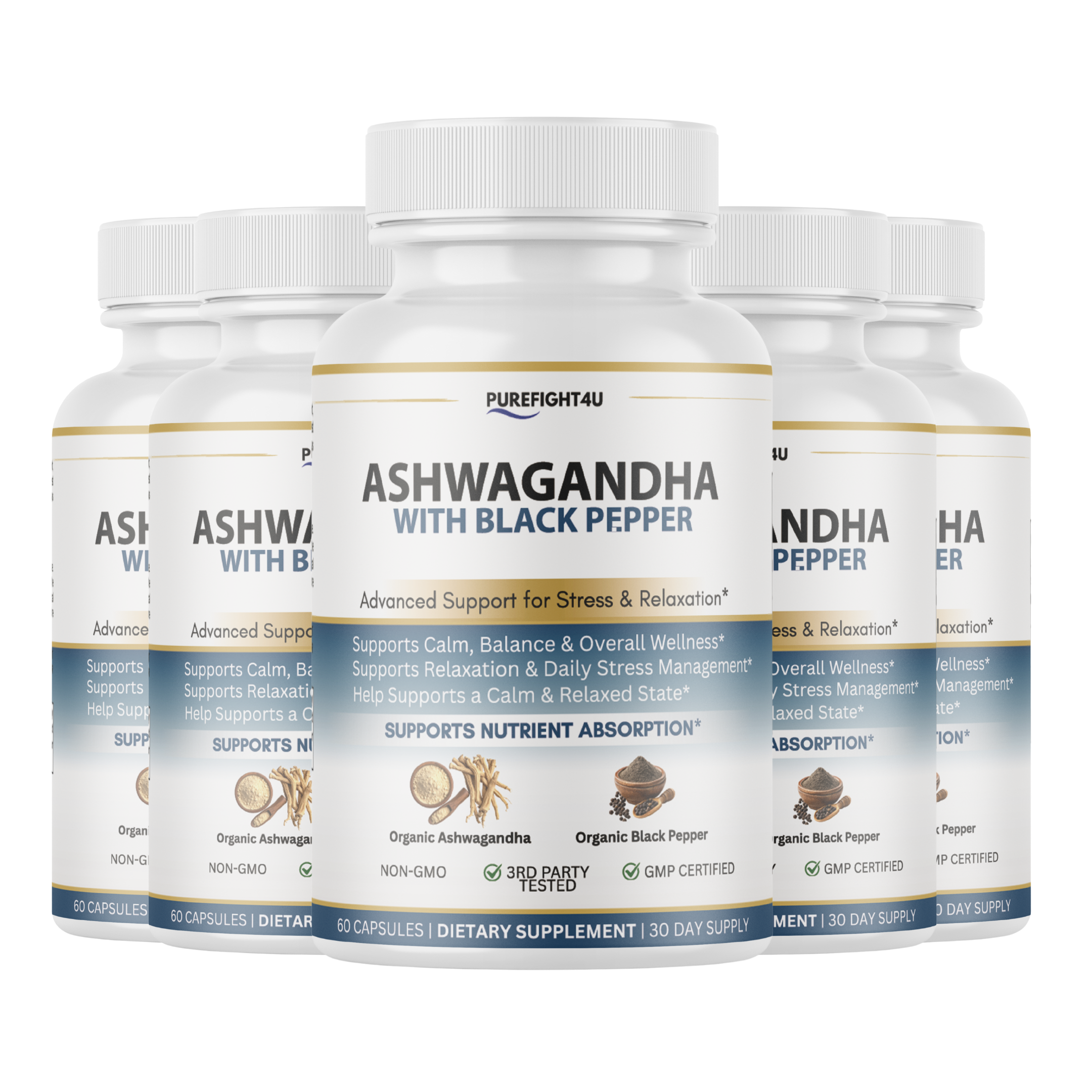 Ashwagandha Stress Relaxation Calm Support Supplement 60 Capsules