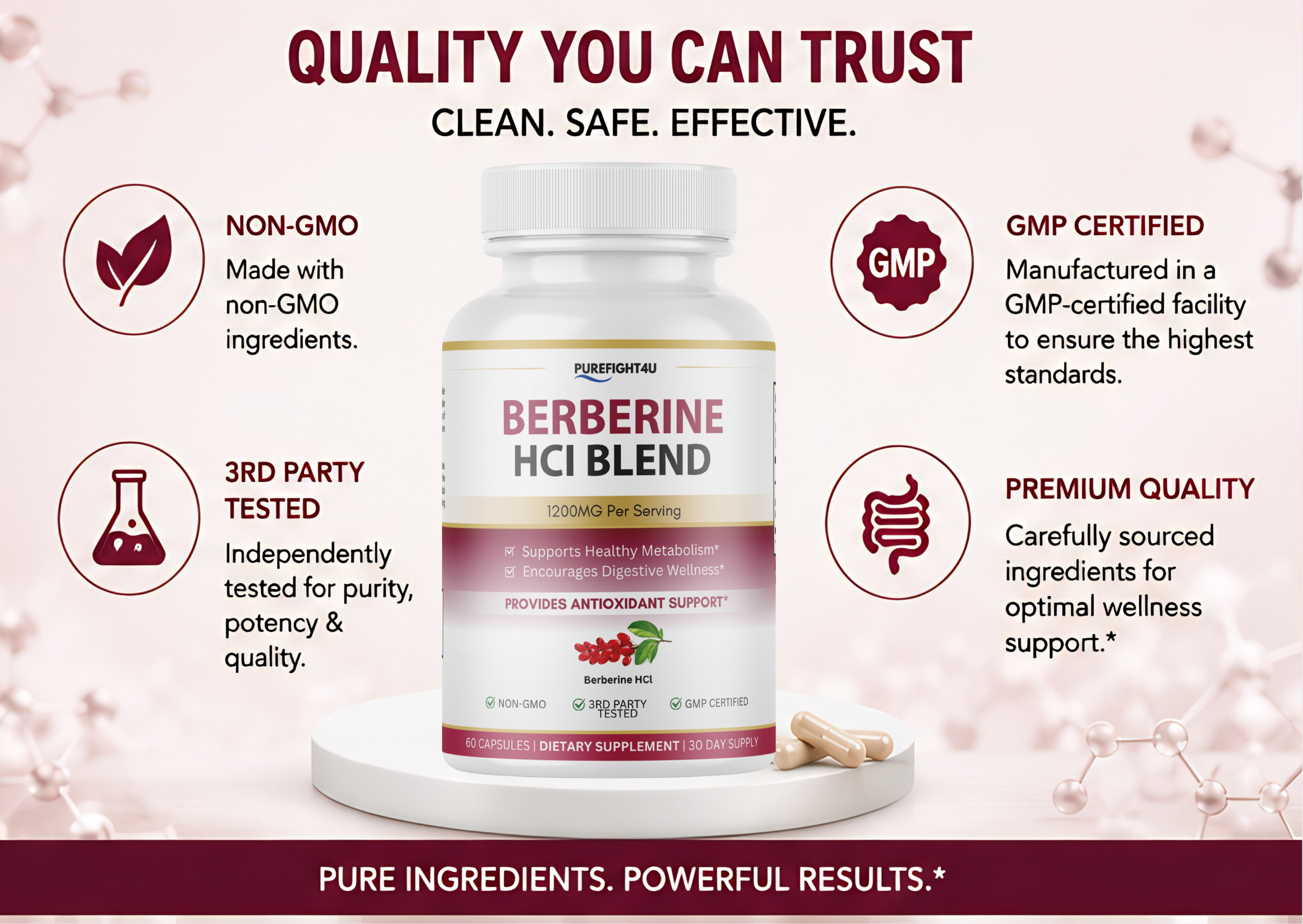 Berberine HCl 1200mg Metabolism Digestive Support - 60 Capsules