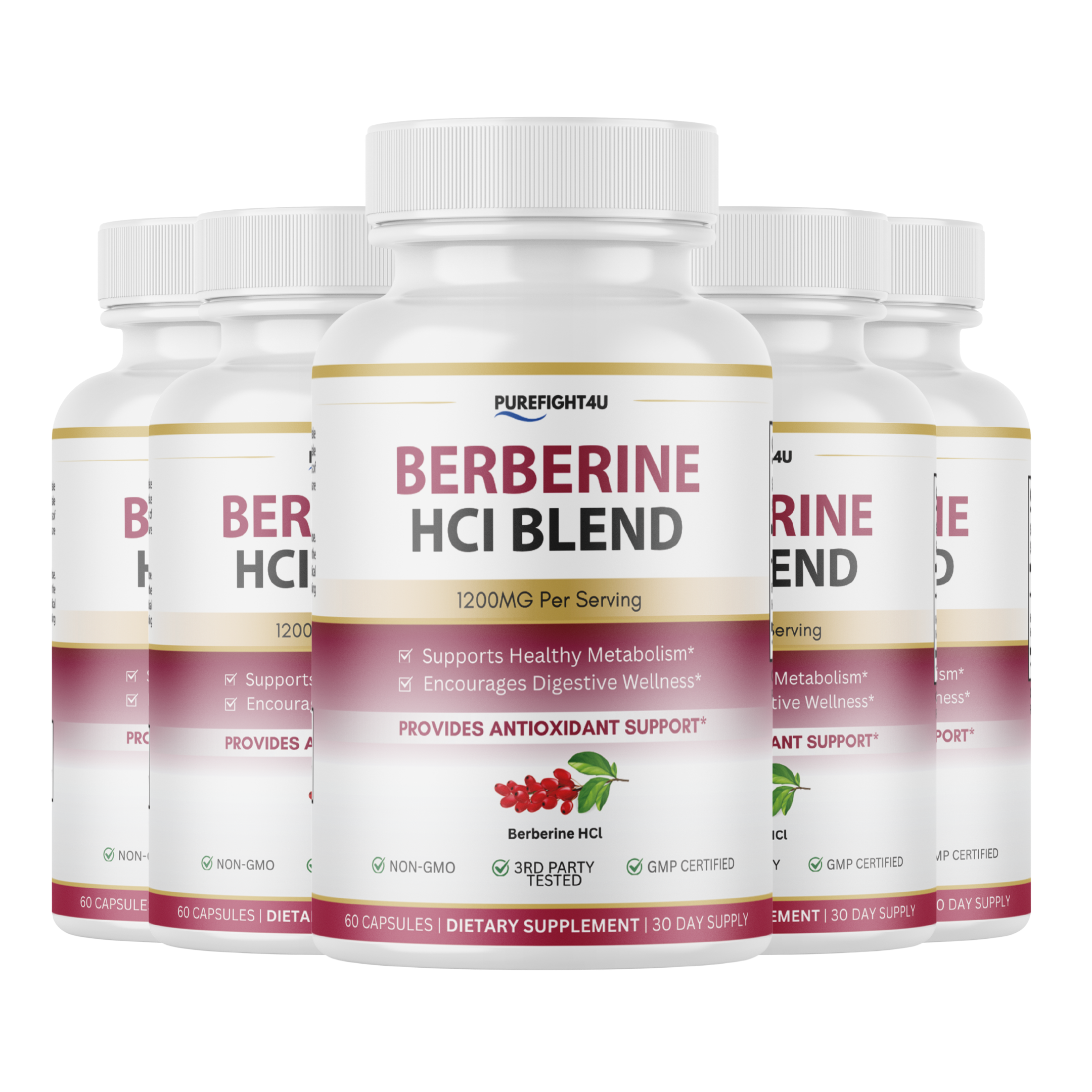 Berberine HCl 1200mg Metabolism Digestive Support - 60 Capsules