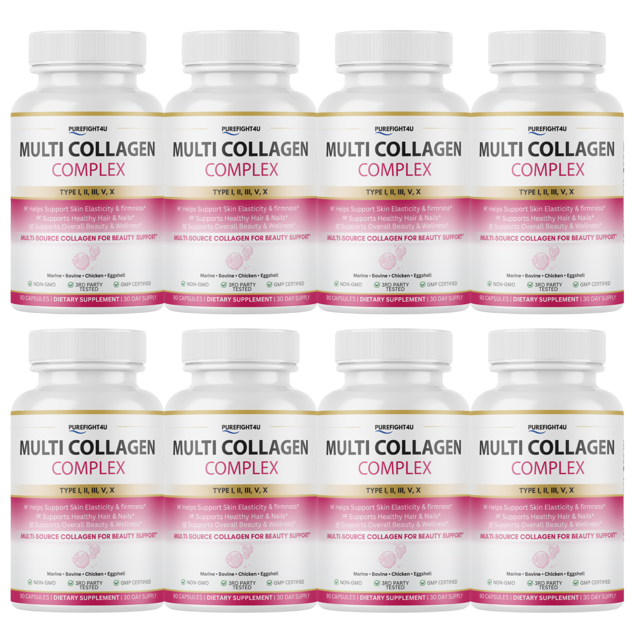 Multi Collagen Complex Type I II III V X 1800mg Skin Hair Nails Support 90 Capsules