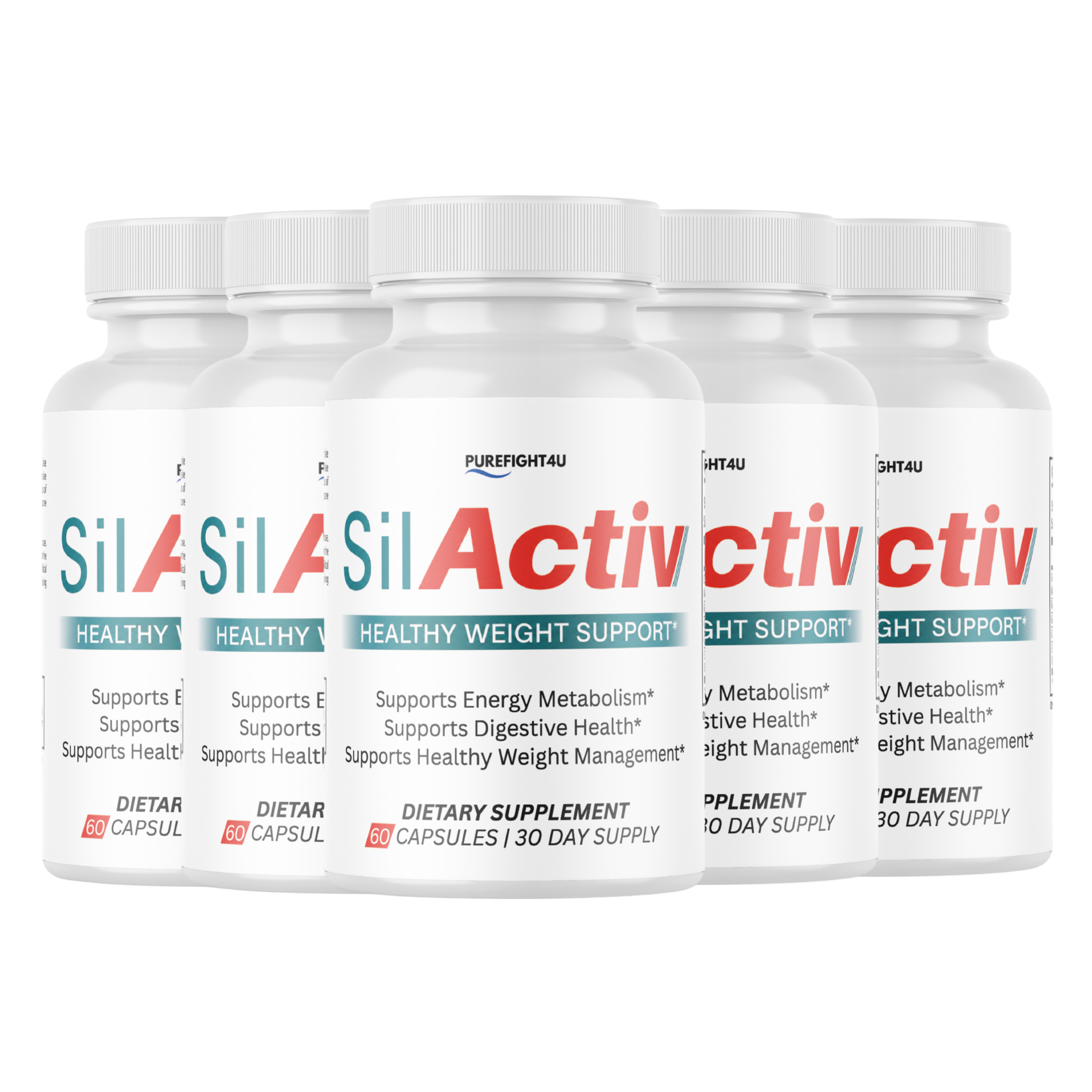 SilActiv Healthy Weight Support | Energy & Digestive Wellness Formula | 60 Capsules - 5 Bottle
